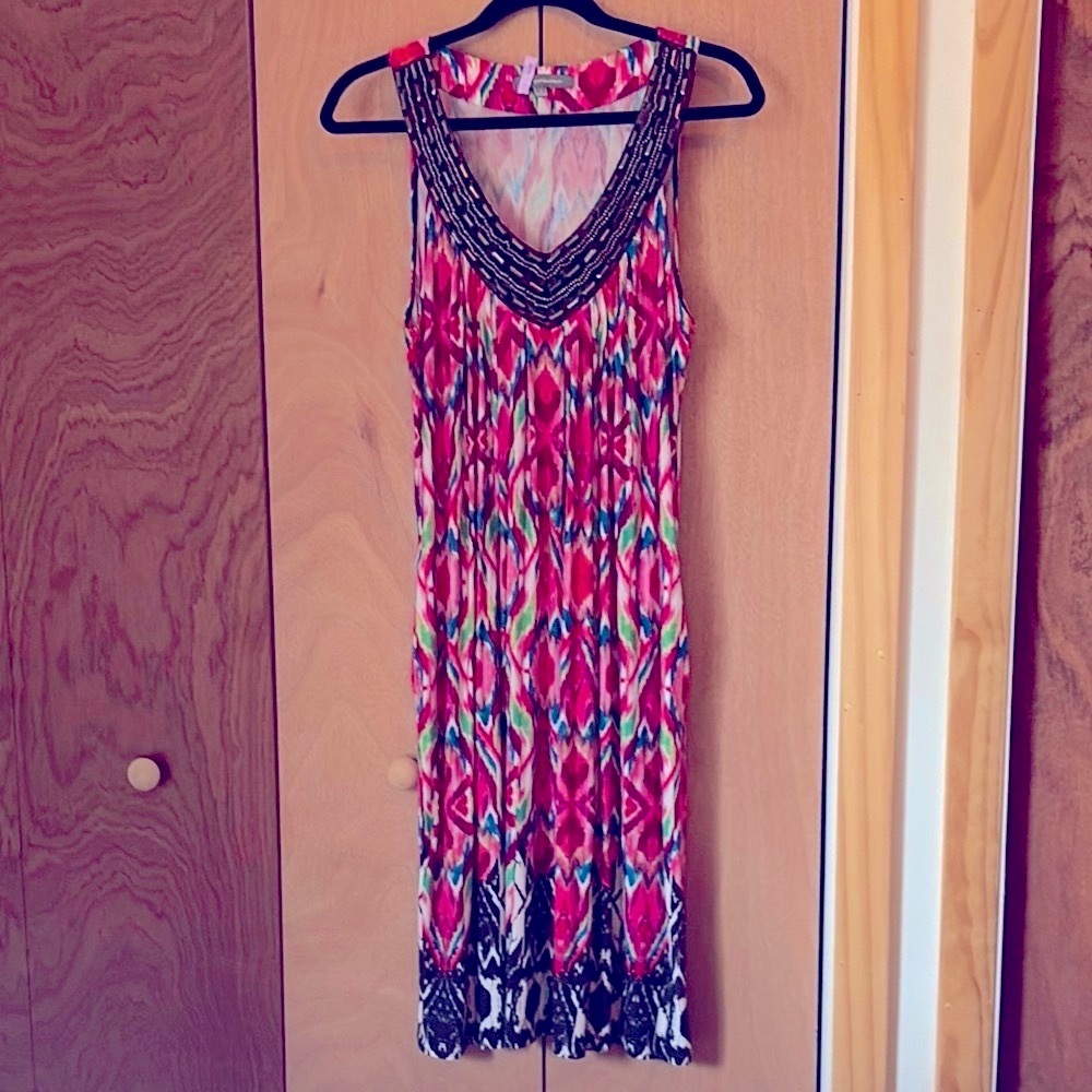 NY Collection magenta and Black Sundress Size L with Pockets